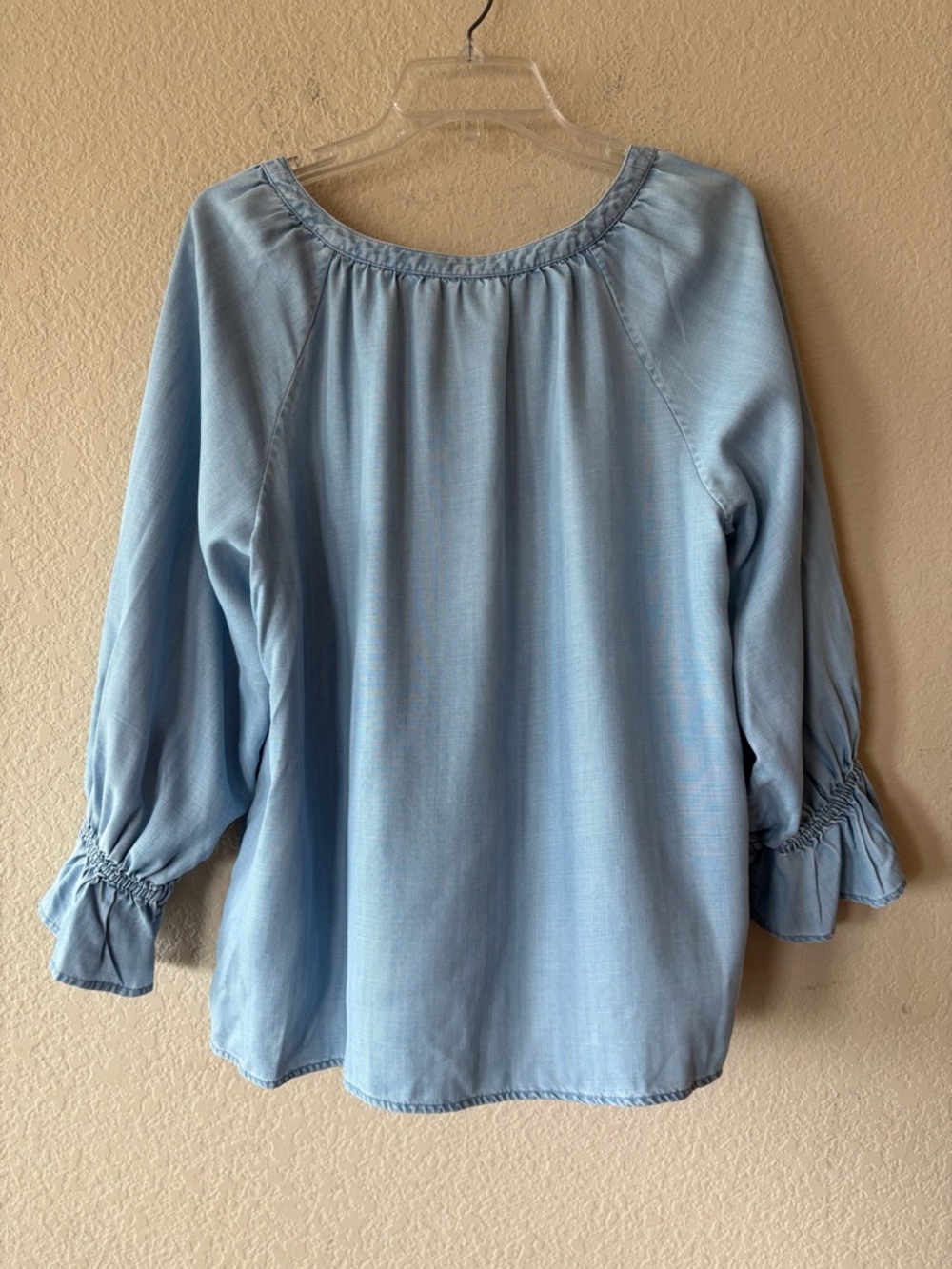 TOMMY BAHAMA CHAMBRAY MONTAUK 3/4-SLEEVE TOP LT STORM WASH LARGE‎ - Picture 7 of 9